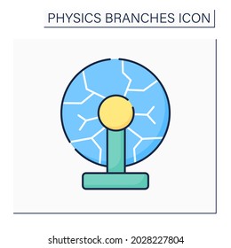 Plasma physics color icon. Ionized, electrically quasi-neutral matter state. Strong electromagnetic field.Physical branches concept. Isolated vector illustration