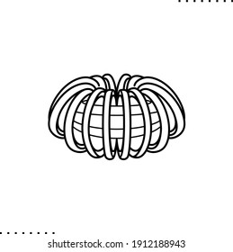 Plasma reactor, fusion system of  magnetism physics vector icon in outlines