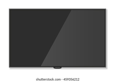 Plasma TV hanging on the wall with shadow white background, Mockup style