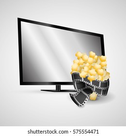 plasma tv modern film strip pop corn vector illsutration eps 10