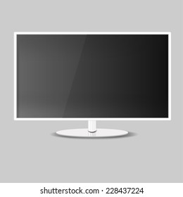Plasma, white lcd realistic, TV flat screen, vector illustration