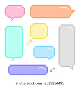 Plastel Burbujas de discurso pixel art 8bit style set