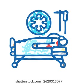 gesso moldado tesoura lesão fratura ícone doodle esboço vetor. gesso moldado tesoura fratura lesão sinal. símbolo isolado ilustração