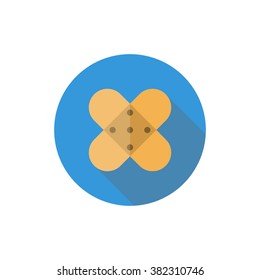 Plaster Flat Icon With Long Shadow. Medical Flat Icon. Vector