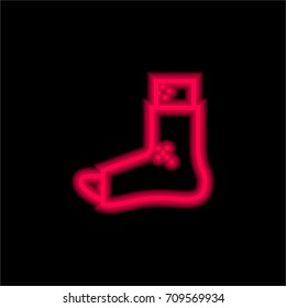 Plaster foot red glowing neon ui ux icon. Glowing sign logo vector