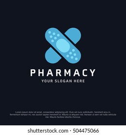 Plaster health logo, abstract vector logo design template icon of company identity symbol concept for therapy service, pharmacy, hospital, medical clinic or any natural health care business