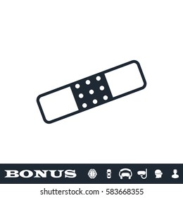 Plaster icon flat. Black pictogram on white background. Vector illustration symbol and bonus button