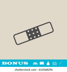 Plaster icon flat. Grey pictogram on light background. Vector illustration symbol and bonus button real estate, ottoman, vase, tv, fishing rod