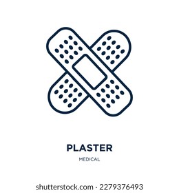 plaster icon from medical collection. Thin linear plaster, medical, emergency outline icon isolated on white background. Line vector plaster sign, symbol for web and mobile