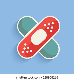 Plaster icon on blue background,clean vector