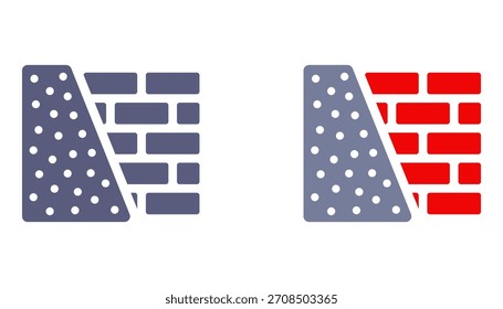 Icono de yeso en una pared de ladrillo. Ilustración plana.