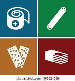 plaster icons set. Set of 4 plaster filled icons such as 