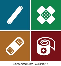 Plaster icons set. set of 4 plaster filled icons such as 