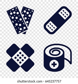 Plaster icons set. set of 4 plaster filled icons such as