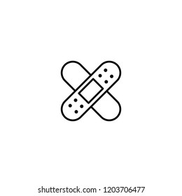 plaster ; medical patch; line black icon on white background