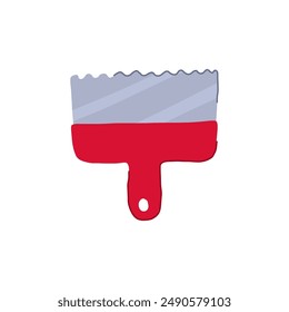 plaster notched trowel cartoon. float glue, concrete mortar, spatula installation plaster notched trowel sign. isolated symbol vector illustration