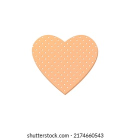 Plaster in shape of heart. Illustration of medical plaster, elastic bandage patches of different shapes. Various band in bright colors