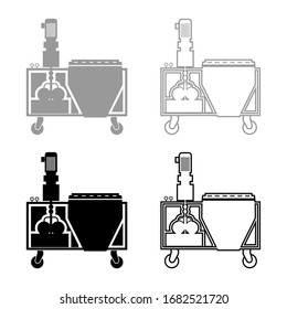 Plaster station Wall decoration machine Solution mixing icon outline set black grey color vector illustration flat style image