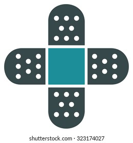 Plaster vector icon. Style is bicolor flat symbol, soft blue colors, rounded angles, white background.