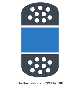 Plaster vector icon. Style is bicolor flat symbol, smooth blue colors, rounded angles, white background.