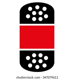 Plaster vector icon. Style is bicolor flat symbol, intensive red and black colors, rounded angles, white background.