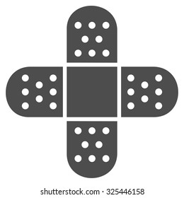 Plaster vector icon. Style is flat symbol, gray color, rounded angles, white background.