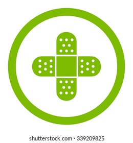 Plaster vector icon. Style is flat rounded symbol, eco green color, rounded angles, white background.