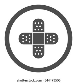 Plaster vector icon. Style is flat rounded symbol, gray color, rounded angles, white background.