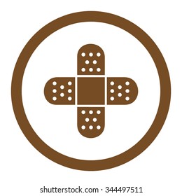Plaster vector icon. Style is flat rounded symbol, brown color, rounded angles, white background.