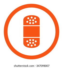 Plaster vector icon. Style is flat rounded symbol, orange color, rounded angles, white background.