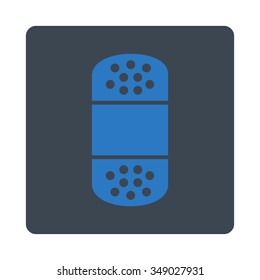 Plaster vector icon. Style is flat rounded square button, smooth blue colors, white background.