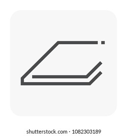 Plasterboard Vector Icon. May Called Drywall, Gypsum Board, Sheetrock Or Gypsum Panel. Construction Material With Thickness, Fire Resistant Or Insulated For Wall, Ceiling. Installation By Adhesive.
