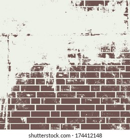 Plastered brick wall. Vector background