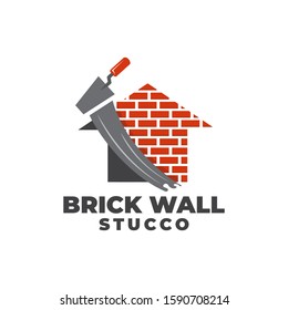 Plastering Brick Wall House Logo Vector Icon Illustration