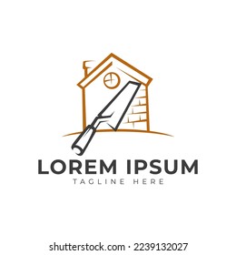 Gipsabdruck mit Brick Wall House mit Pock Logo, Vektorsymbol