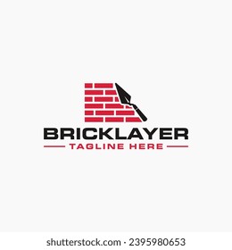 Plastering Brick Wall House with Pock Logo Vector Icon 4