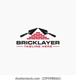 Plastering Brick Wall House with Pock Logo Vector Icon 2