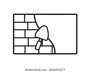 Plastering brick wall icon isolated on white background. Vector illustration.