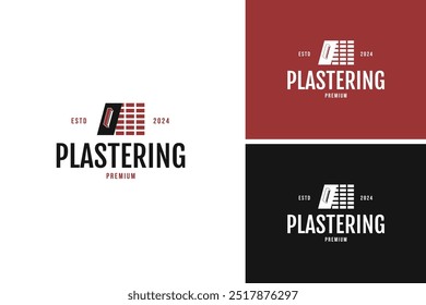 Plastering brick wall logo design template vector illustration idea