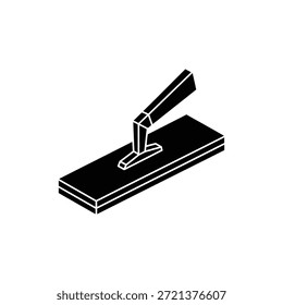 Flotador de enyesado o paleta Icono de herramienta de mano de construcción en blanco y negro