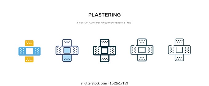 plastering icon in different style vector illustration. two colored and black plastering vector icons designed in filled, outline, line and stroke style can be used for web, mobile, ui