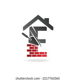 plastering logo with letter E concept