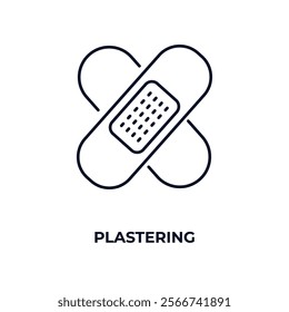 plastering outline icon. Linear vector from medical concept. Thin line plastering icon isolated on white background