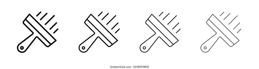 Plastering process icon Outline sign symbol set