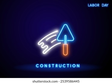 Reboco vetor de sinal de luz neon Trowel. Brilhante ícone brilhante Plastering Trowel sinal. símbolo transparente ilustração