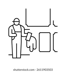 plastering and wall boarding line icon vector. plastering and wall boarding sign. isolated contour symbol black illustration