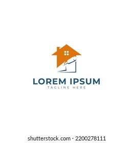 Plastering Wall House with Pock Logo Vector Icon Illustration