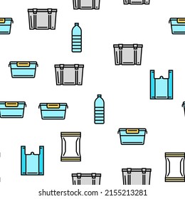 Plastic Accessories And Utensil Vector Seamless Pattern Thin Line Illustration