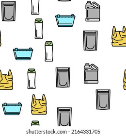 Plastic Accessories And Utensil Vector Seamless Pattern Thin Line Illustration