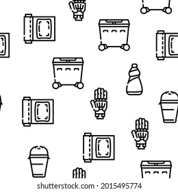 Plastic Accessories Vector Seamless Pattern Thin Line Illustration